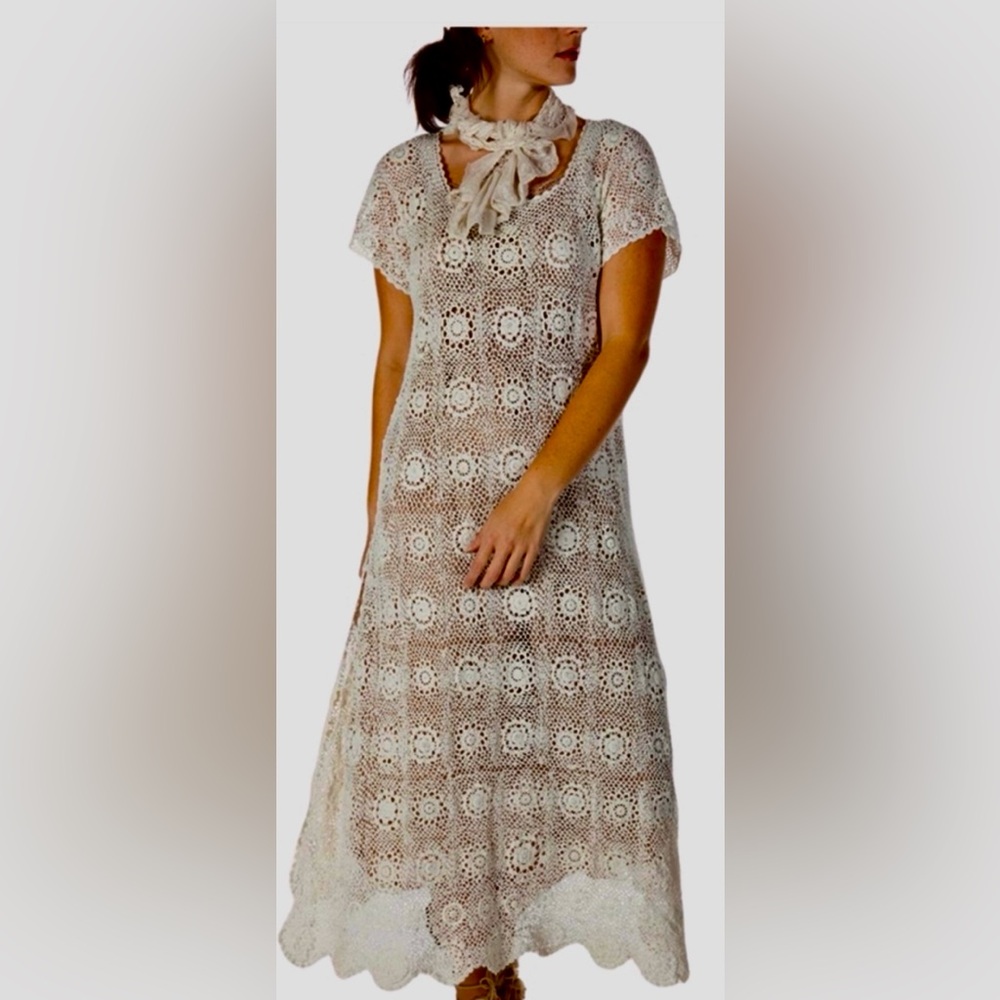 RARE Magnolia Pearl Hand Crochet Robina Lace Dress # 668 Moonlight